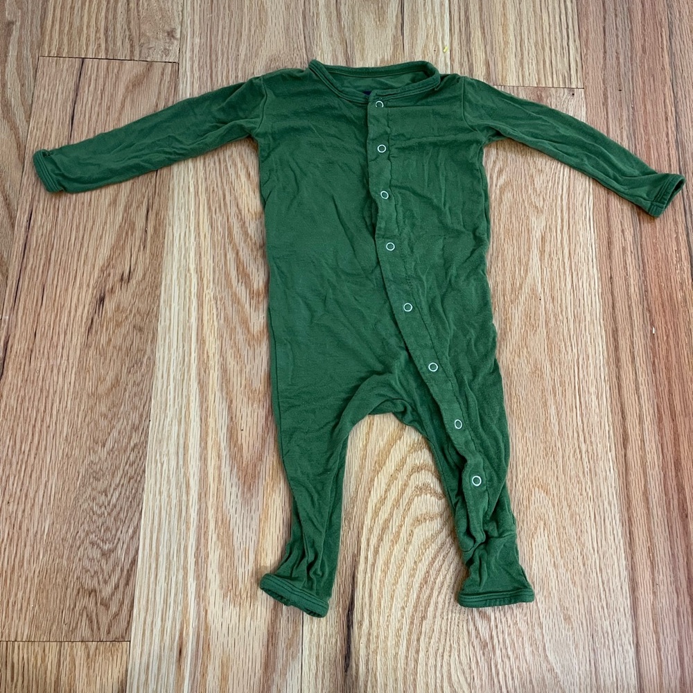Green 3-6 month Kickee coverall